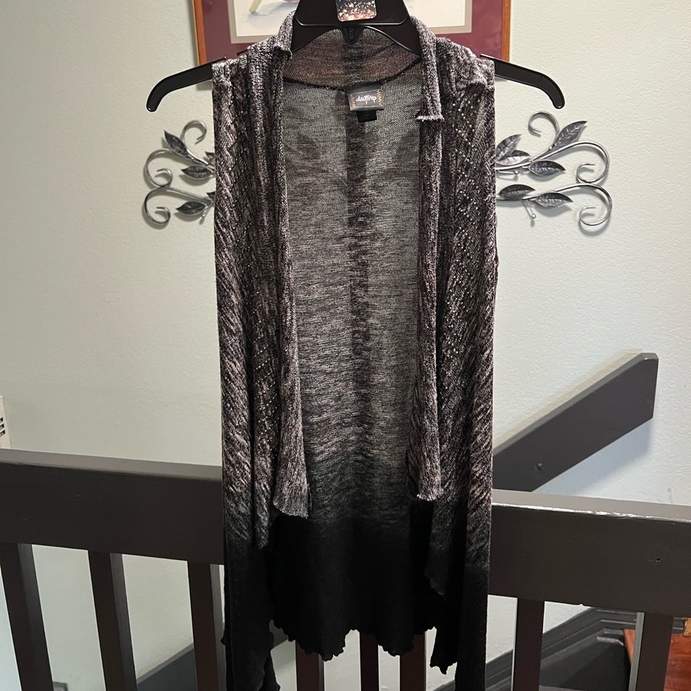 Daytrip Charcoal and Black Open-Front Cardigan #012